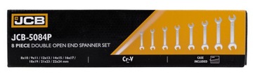 Набор плоских двусторонних ключей 8 элементов сталь CR-V 8-24 мм JCB