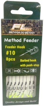 Przypony do method feeder hak nr10 PUSH STOP 8szt