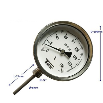 TERMOMETR TARCZOWY BIMETALICZNY 1680003 0-160 °C