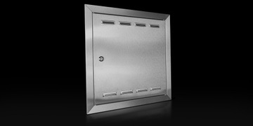 Газовая дверь из полированной нержавеющей стали 50х50 см.