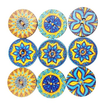 100 szt. Guzików drewnianych, mieszanych guzików z 2 dziurkami 20 mm Vintage Blue Series 20 mm