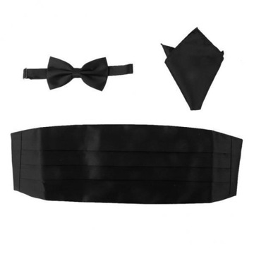 3x3 szt. Satynowa muszka Cummerbund Hanky