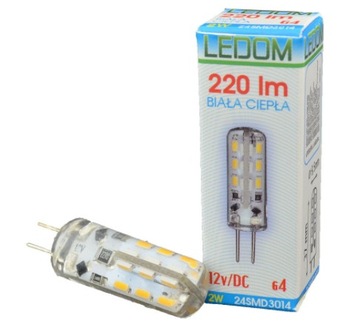 Żarówka lampa LED G4 2W 12V DC biała ciepła mała