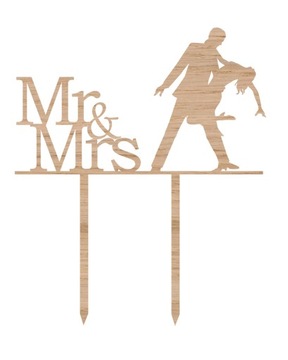 Topper drewniany Mr & Mrs Wesele TŚD-56