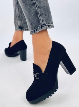 Mokasyny na obcasie DESIRA BLACK 39