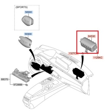 AIRBAG ULOŽENÍ SPOLUJEZDCE GENESIS GV70 2021+ USA NOVÁ ORIGINÁLNÍ