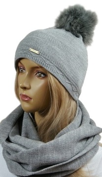 KOMPLET CZAPKA + KOMIN pompon # 12