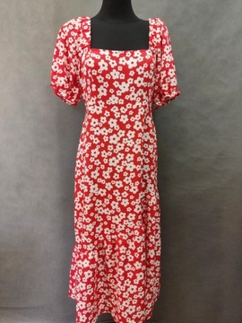 New look sukienka długa czerwona kwiaty 40 NOWA