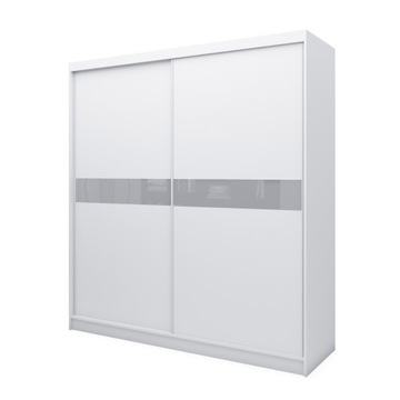 Szafa przesuwna T lustro/lacobel szer.200 cm Biała