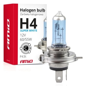 Żarówka halogenowa H4 12V 60/55W UV Super White