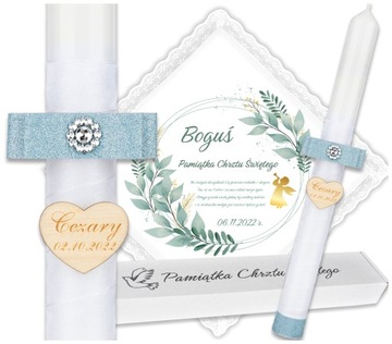 Szatka świeca do chrztu Ametyst glamour chrzest ML