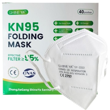 MASKI MASECZKI OCHRONNE ANTYWIRUSOWE KN95 FFP2 x40