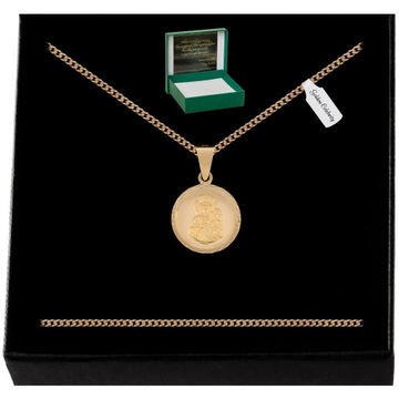 ZŁOTY ŁAŃCUSZEK + MEDALIK MATKA BOSKA PR. 925/585 + GRAWER KOMUNIA CHRZEST