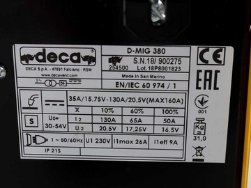 Сварочный аппарат Deca D-MIG 380 - MIG-MAG/БЕЗ ГАЗА
