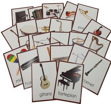 Plansze demonstracyjne edukacyjne INSTRUMENTY - A5 15x21cm Montessori