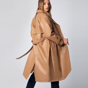 WITTCHEN damski płaszcz z ekoskóry brązowy