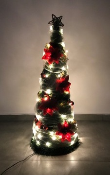 ДЕКОРИРОВАННЫЙ КОНУС РОЖДЕСТВЕНСКИЙ ОРНАМЕНТ ИСКУССТВЕННАЯ РОЖДЕСТВЕНСКАЯ ЕЛКА, УКРАШЕННАЯ 180см + LED