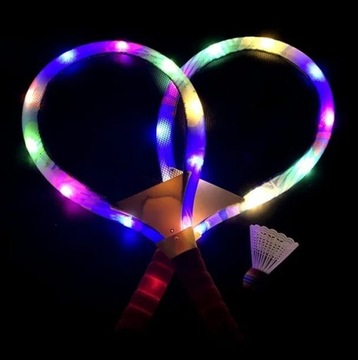 СВЕТЯЩИЕСЯ РАКЕТКИ ДЛЯ БАДМИНТОНА 55 СМ С ПОДСВЕТКОЙ + ЗАТВОР