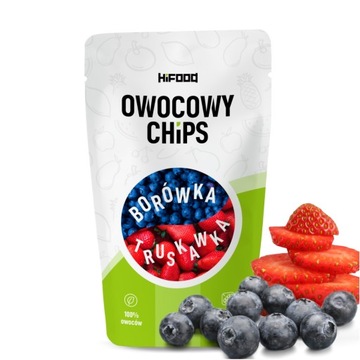 OWOCOWY CHIPS Borówka - Truskawka 40g HiFOOD ZDROWA PRZEKĄSKA Dzień dziecka