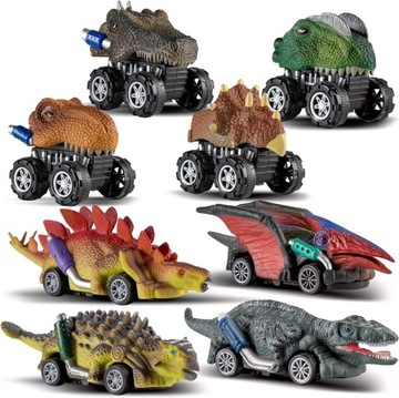 Zestaw Samochodów Dinosaur Pull Back Car samochód z napędem 8 sztuk