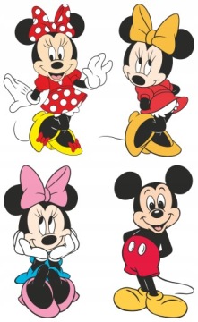 NAKLEJKI NA BIAŁEJ FOLII NA MEBLE ŚCIENNE BAJKOWE MYSZKA MICKEY MINNIE