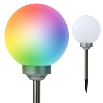 Lampa solarna LED KULA 20cm b. ciepła z RGB IP44