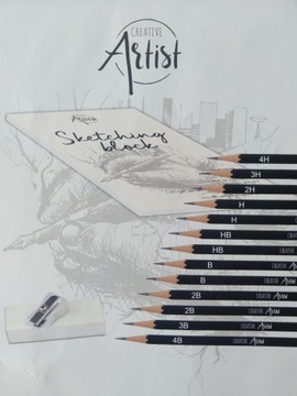 НАБОР SKETCHBOOK A5 КАРАНДАШИ 13 ЛАСТИК ТЕМПЕР