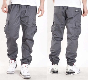 Spodnie 3XL Bossline Cargo Joggery szare polskie bojówki luźne baggy XXXL