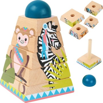 Układanka zręcznościowa Piramida dla Dzieci Dzikie Zoo Small Foot Design