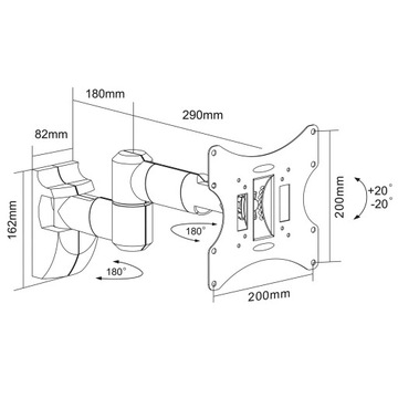 КРЕПЛЕНИЕ ДЛЯ ТЕЛЕВИЗОРА ВЕШАЛКА ДЛЯ ТВ VESA 200x200 ПОВОРОТНАЯ