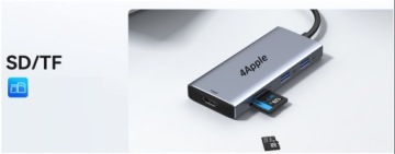 4Apple HUB 9in1 USB-C Thunderbolt 3 4 5 HDMI 4K 60Hz USB MacBook M1 M2 M3 M4