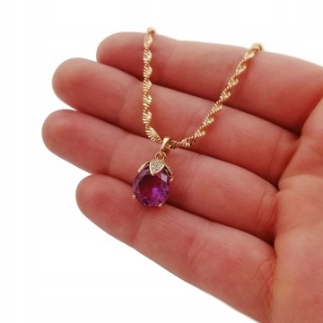 ЗОЛОТОЙ КУЛОН, ФИОЛЕТОВЫЙ КАМЕНЬ ДЛЯ SWAROVSKI 18K