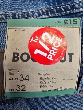 Tu męskie spodnie jeansowe bootcut W34L32 34/32