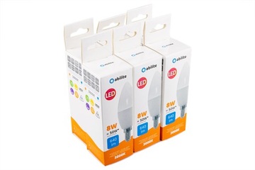 ŻARÓWKA LED ABILITE ŚWIECZKA MLECZNA B.CIEPŁA E14 8W/230V 640LM C37 /6-pack