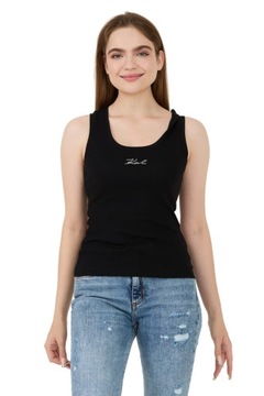 KARL LAGERFELD Czarny top Logo Rib Tank M
