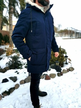 Kurtka męska zimowa granatowa parka ciepła ErnestoMen rozmiar L