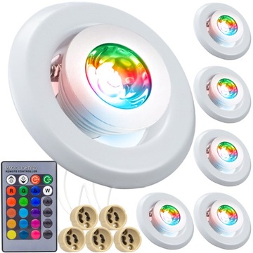 5x RAMKA SUFITOWA ŻARÓWKA LED RGB PILOT STERUJĄCY
