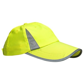 Желтая светоотражающая кепка с козырьком.