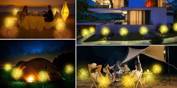 4 шт. СОЛНЕЧНЫЕ САДОВЫЕ ФОНАРИ ДАНДУЛЯРЫ ФЕЙЕРВЕРКИ УКРАШЕНИЯ 150x4 светодиодные лампы