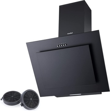 OKAP KUCHENNY KOMINOWY CZARNY STAL LED 60 CM CZARNY