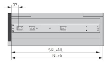Шариковая направляющая VERSALITE GTV для ящиков 400 мм, полное выдвижение, бесшумное закрывание
