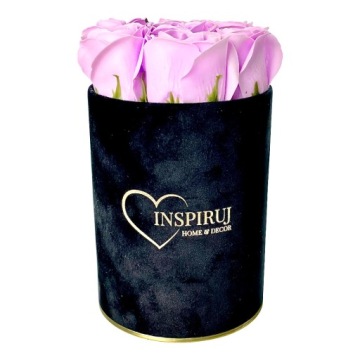 ЦВЕТОЧНАЯ КОРОБКА С МЫЛЬНЫМИ ЦВЕТАМИ ПОДАРОЧНЫЕ ЦВЕТЫ МЫЛЬНЫЕ РОЗЫ ВЕЛЮРОВАЯ КОРОБКА