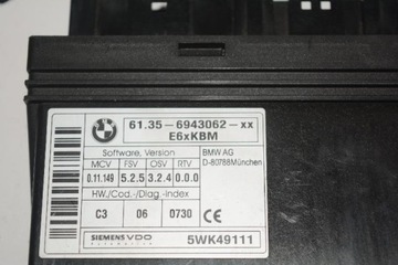 MODUL POHODĚ BMW 5 (E60) 6943062 2.5L GASOLINE 141KW 2003
