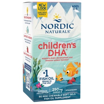 Nordic Naturals Children's DHA 250mg Truskawka 90 kapsułek