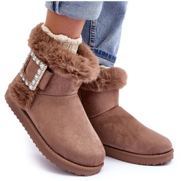 ŚNIEGOWCE OCIEPLONE KLAMRA FUTERKO CIEMNOBEŻOWE 39