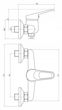 CUBIC LOFT MODERN черный смеситель для душа ЧЕРНЫЙ + ДУШЕВОЙ НАБОР