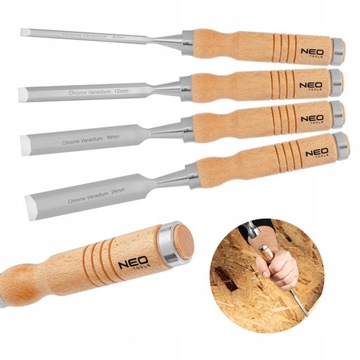 НАБОР СТОЛОВЫХ ДОЛОТО NEO С ДЕРЕВЯННЫМИ РУЧКАМИ 4 ШТ. 37-800