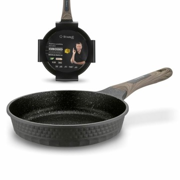 Czarna PATELNIA INDUKCJA GAZ 24cm patelnia BEZTŁUSZCZOWA Embossed Stare Pro