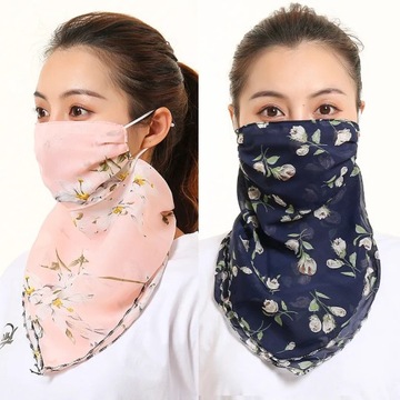 Новый шифоновый шарф для лица, солнцезащитный крем, шейный платок, бандана с цветочным принтом