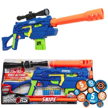 BUZZ BEE SNAJPERKA MASTER TEK + ZESTAW 12 NAKLEJEK CELI NERF